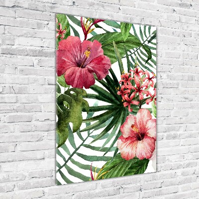 Cuadro decorativo en acrílico brillante vertical Patrón hawaiano