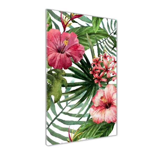 Cuadro decorativo en acrílico brillante vertical Patrón hawaiano