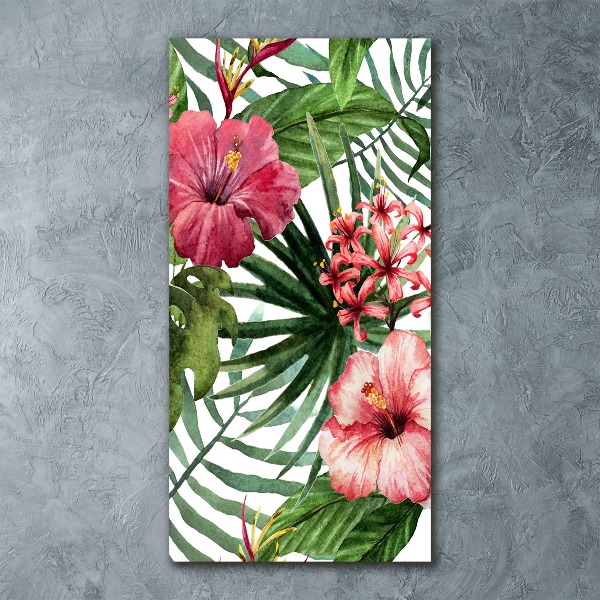 Cuadro decorativo en acrílico brillante vertical Patrón hawaiano