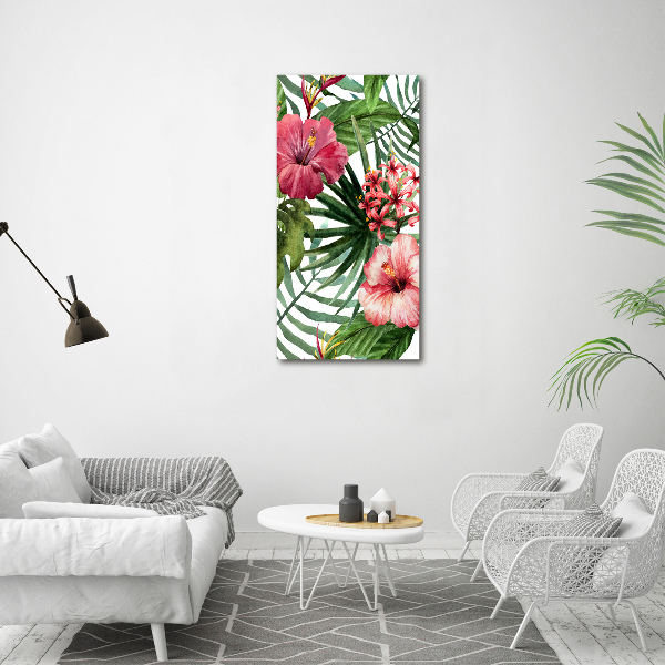 Cuadro decorativo en acrílico brillante vertical Patrón hawaiano