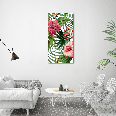 Cuadro decorativo en acrílico brillante vertical Patrón hawaiano