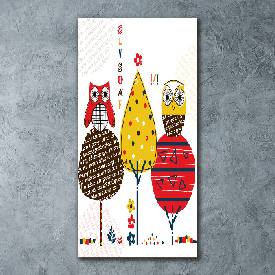 Cuadro de metacrilato vertical Búhos en los árboles