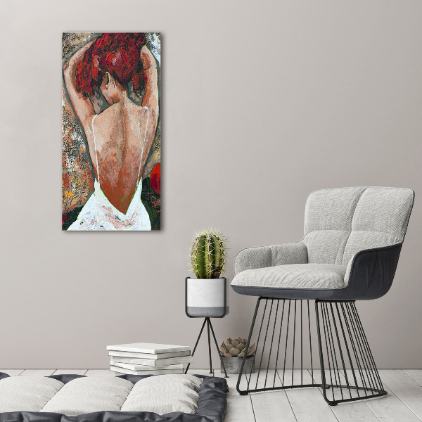 Cuadro de metacrilato moderno efecto cristal vertical Mujer