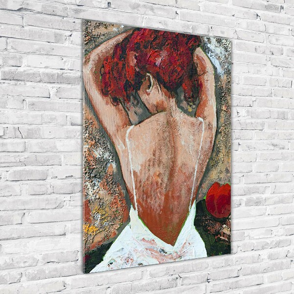 Cuadro de metacrilato moderno efecto cristal vertical Mujer