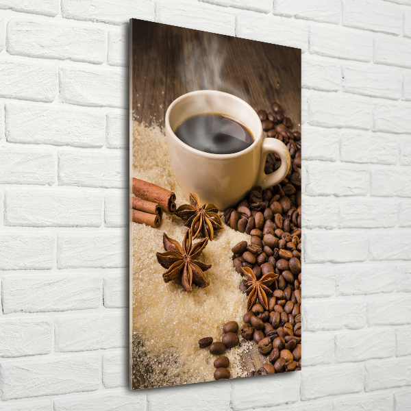 Cuadro decorativo en acrílico brillante vertical Una taza de café