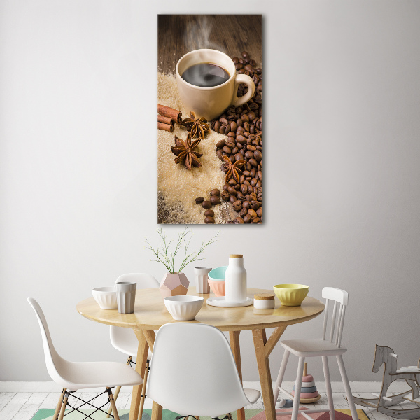 Cuadro decorativo en acrílico brillante vertical Una taza de café
