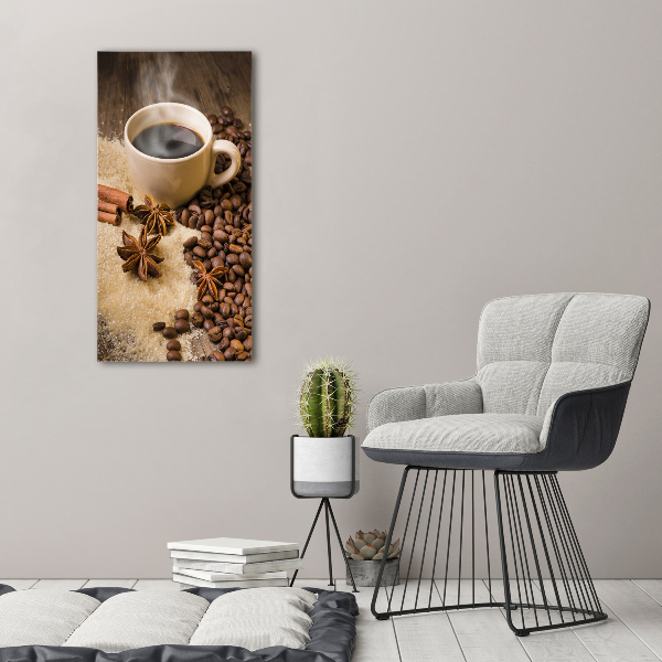Cuadro decorativo en acrílico brillante vertical Una taza de café
