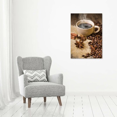 Cuadro decorativo en acrílico brillante vertical Una taza de café