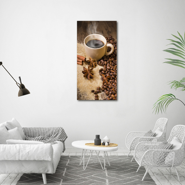Cuadro decorativo en acrílico brillante vertical Una taza de café