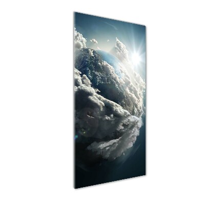 Cuadro de metacrilato moderno efecto cristal vertical Planeta Tierra