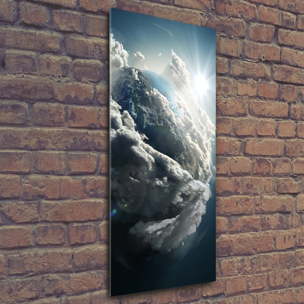 Cuadro de metacrilato moderno efecto cristal vertical Planeta Tierra