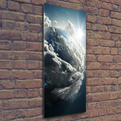 Cuadro de metacrilato moderno efecto cristal vertical Planeta Tierra