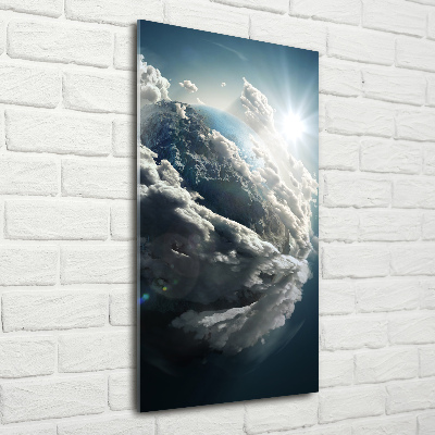 Cuadro de metacrilato moderno efecto cristal vertical Planeta Tierra