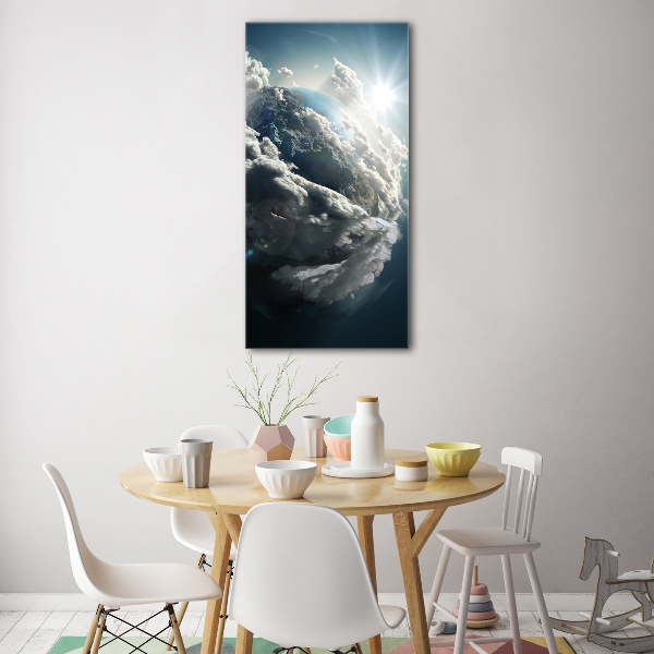 Cuadro de metacrilato moderno efecto cristal vertical Planeta Tierra
