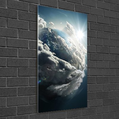 Cuadro de metacrilato moderno efecto cristal vertical Planeta Tierra