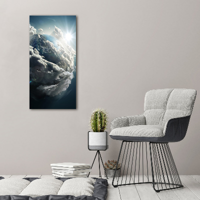 Cuadro de metacrilato moderno efecto cristal vertical Planeta Tierra