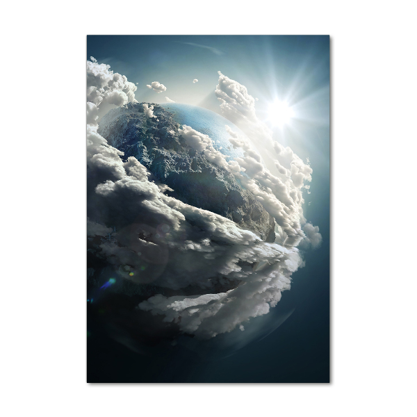 Cuadro de metacrilato moderno efecto cristal vertical Planeta Tierra