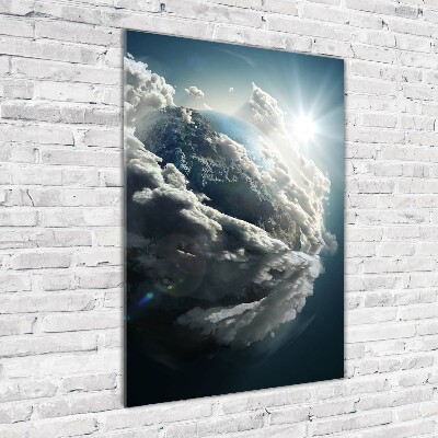 Cuadro de metacrilato moderno efecto cristal vertical Planeta Tierra