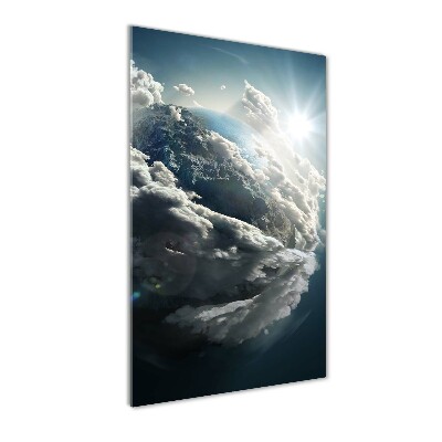 Cuadro de metacrilato moderno efecto cristal vertical Planeta Tierra