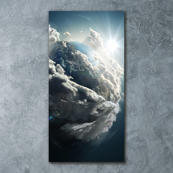 Cuadro de metacrilato moderno efecto cristal vertical Planeta Tierra