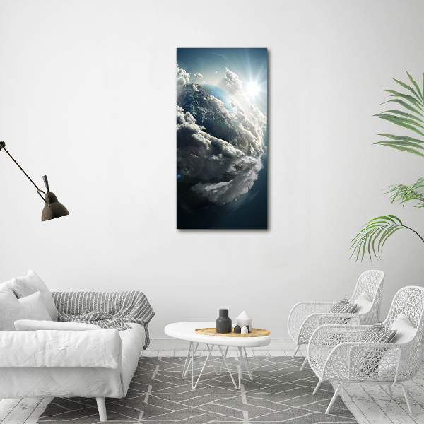 Cuadro de metacrilato moderno efecto cristal vertical Planeta Tierra