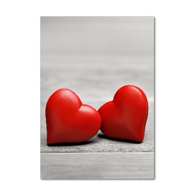 Cuadro de metacrilato moderno efecto cristal vertical Corazones en madera