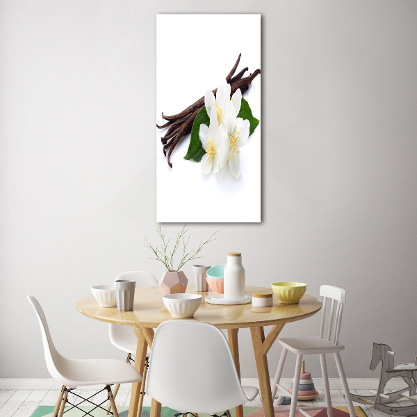 Cuadro de metacrilato moderno efecto cristal vertical Jazmín y vainilla
