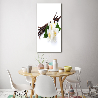 Cuadro de metacrilato moderno efecto cristal vertical Jazmín y vainilla