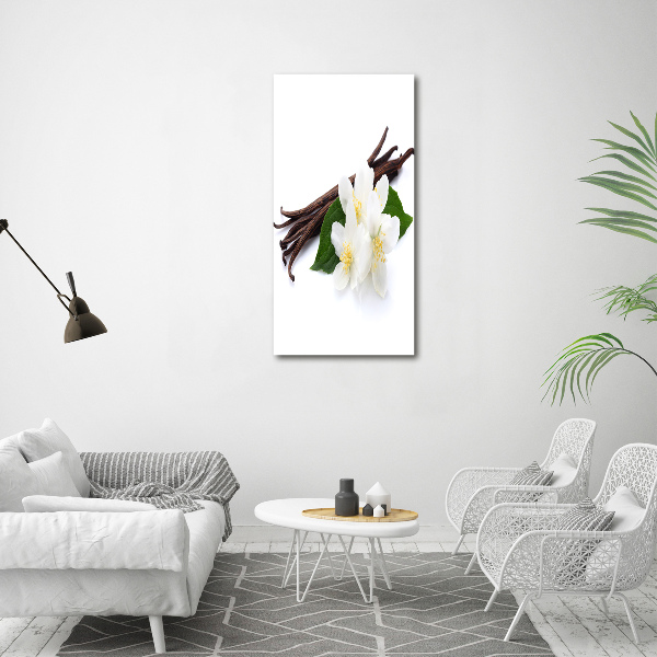Cuadro de metacrilato moderno efecto cristal vertical Jazmín y vainilla