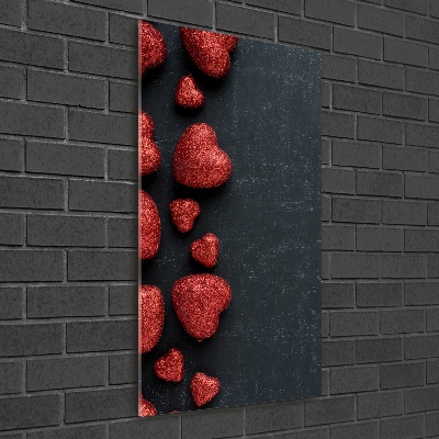 Impresión en metacrilato de alta calidad vertical Corazones en el tablero