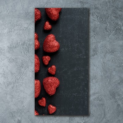 Impresión en metacrilato de alta calidad vertical Corazones en el tablero