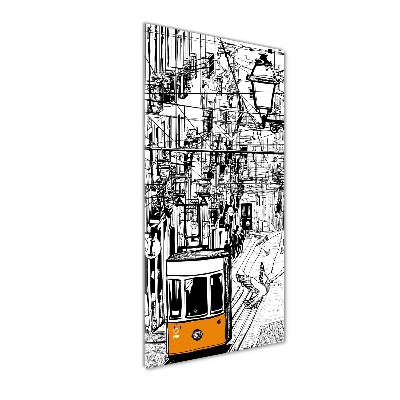 Cuadro de metacrilato moderno efecto cristal vertical Tranvía de Lisboa