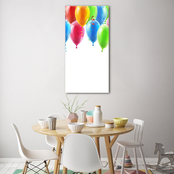 Cuadro decorativo en acrílico brillante vertical Globos de colores