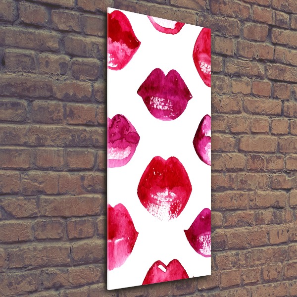 Cuadro de metacrilato moderno efecto cristal vertical labios rojos