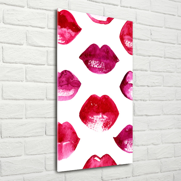 Cuadro de metacrilato moderno efecto cristal vertical labios rojos