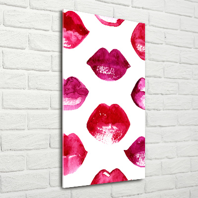 Cuadro de metacrilato moderno efecto cristal vertical labios rojos