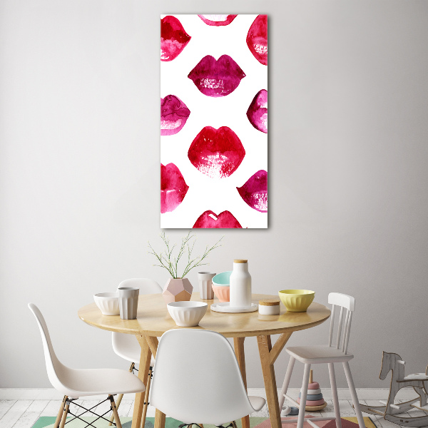 Cuadro de metacrilato moderno efecto cristal vertical labios rojos