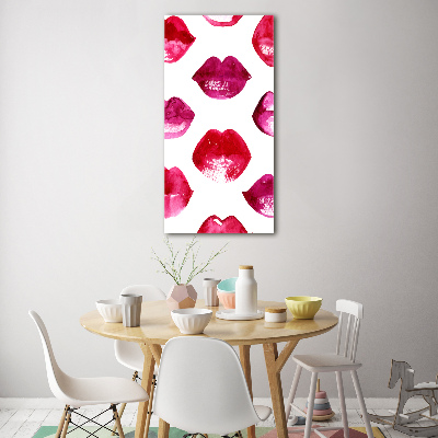 Cuadro de metacrilato moderno efecto cristal vertical labios rojos