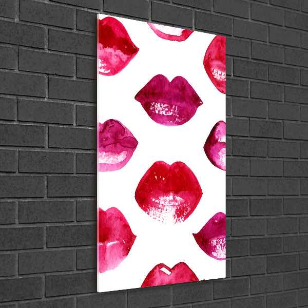 Cuadro de metacrilato moderno efecto cristal vertical labios rojos