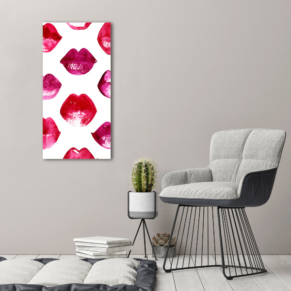 Cuadro de metacrilato moderno efecto cristal vertical labios rojos