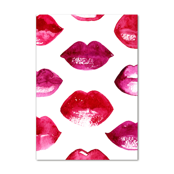 Cuadro de metacrilato moderno efecto cristal vertical labios rojos