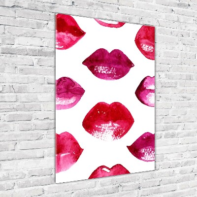 Cuadro de metacrilato moderno efecto cristal vertical labios rojos