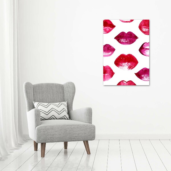 Cuadro de metacrilato moderno efecto cristal vertical labios rojos