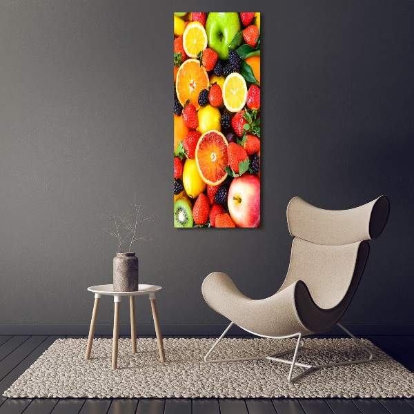 Cuadro de metacrilato moderno efecto cristal vertical Fruta