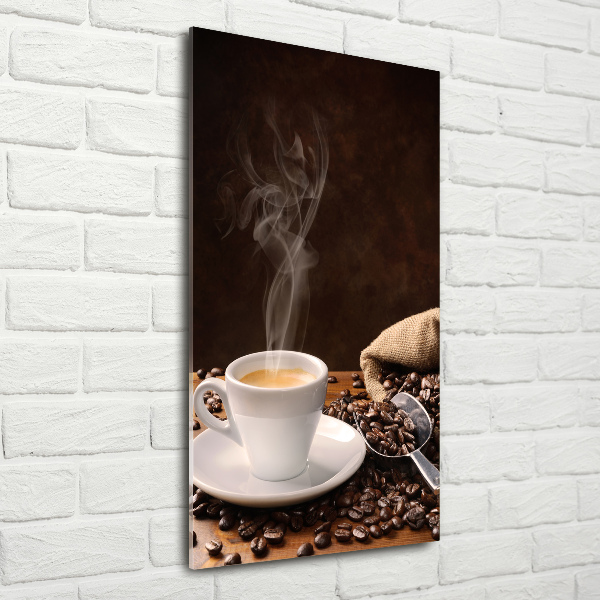 Cuadro decorativo en acrílico brillante vertical Una taza de café