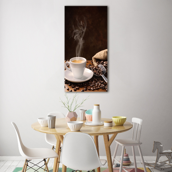 Cuadro decorativo en acrílico brillante vertical Una taza de café
