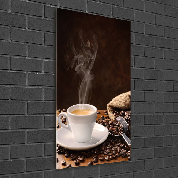 Cuadro decorativo en acrílico brillante vertical Una taza de café