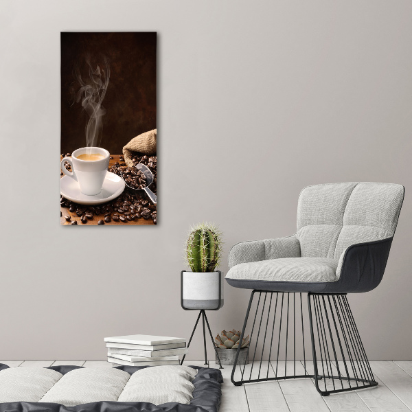 Cuadro decorativo en acrílico brillante vertical Una taza de café