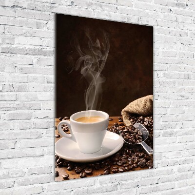 Cuadro decorativo en acrílico brillante vertical Una taza de café