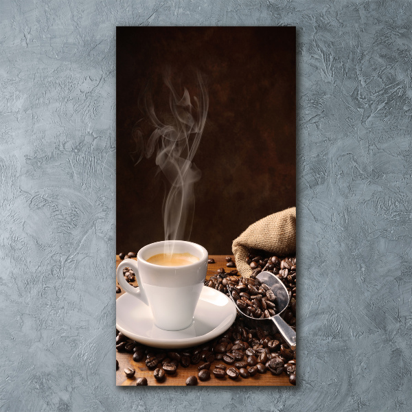 Cuadro decorativo en acrílico brillante vertical Una taza de café